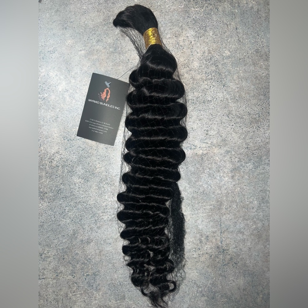 100% HUMAN HAIR BULK DEEP WAVE, 1B, 20”